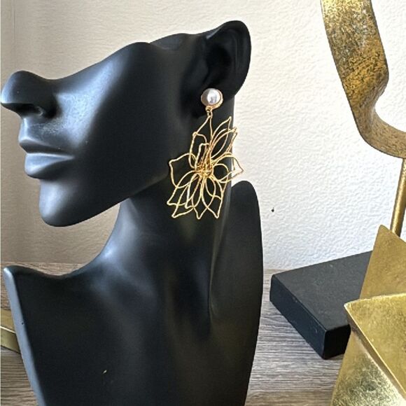 Bohemian flower drop earrings A759 - Picture 4 of 4